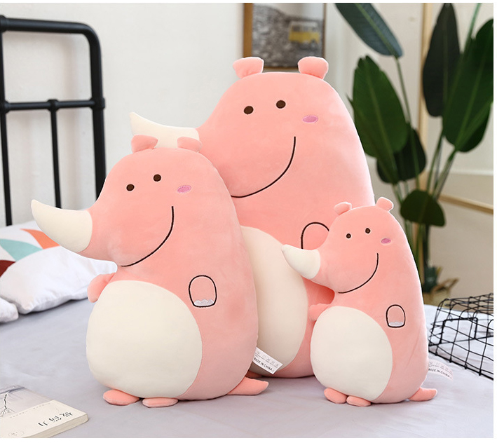 Gấu Bông Hình Chú Tê Giác Nhỏ &quot;Little Rhino&quot; Cực Cool 38cm Quà Tặng Siêu Đáng Yêu (Màu Hòng Phấn)