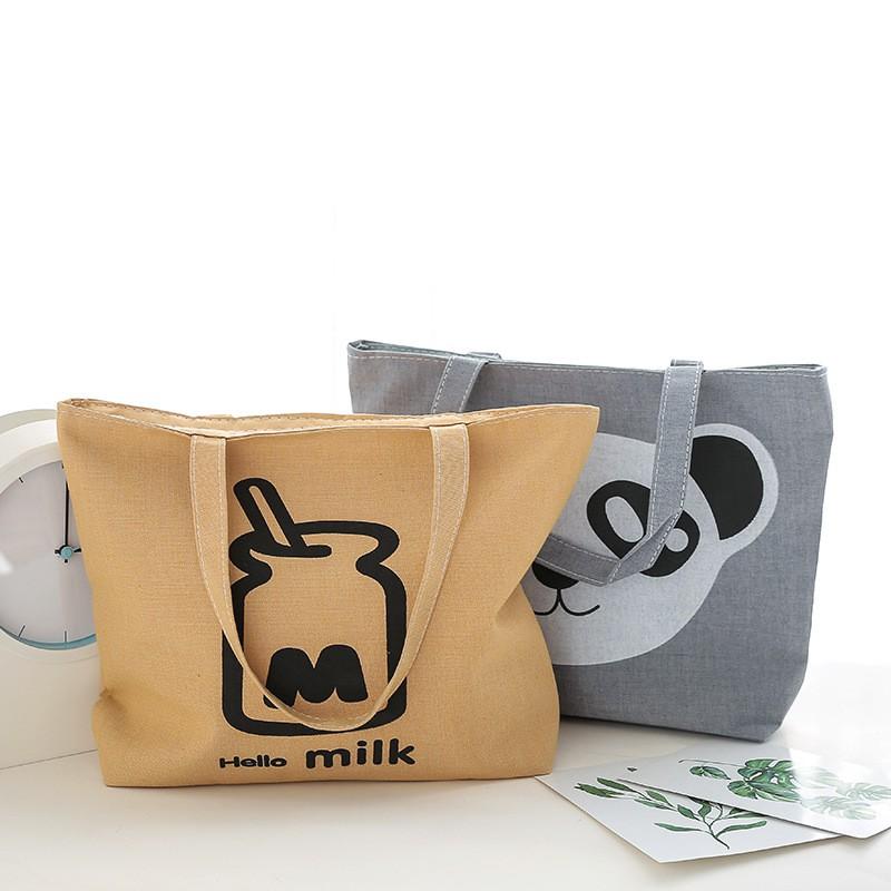 New Women's Bag Canvas Bag Women's Single-Shoulder Bag Fashion Korean Style Big Handbag Schoolbag