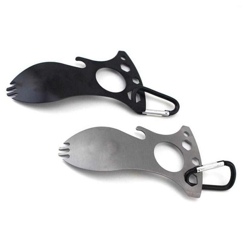 Camping Fork Spoon bottle opener Multi-function Stainless Steel Cutlery Spoon Fork Outdoor Cooking Camping Equipment