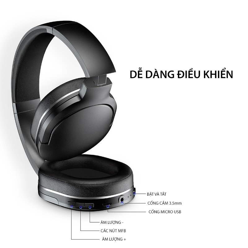 Tai nghe chụp tai không dây cao cấp Baseus Encok D02 Pro Stereo (Bluetooth Wireless Hifi Surround Headphone) - Dung lượng pin lớn - Hàng chính hãng