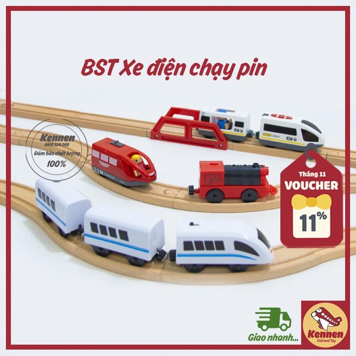 Đồ chơi xe lửa dùng pin chạy trên nền phẳng hoặc ray (khách có thể mua thêm ray gỗ)