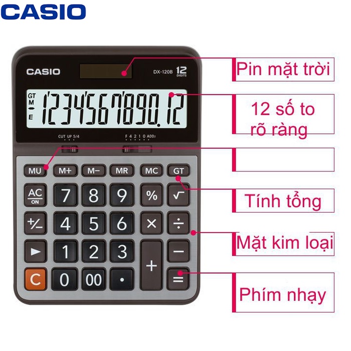 Máy tính Casio DX-120B, Bảo hành 7 năm - Hàng chính hãng Bitex