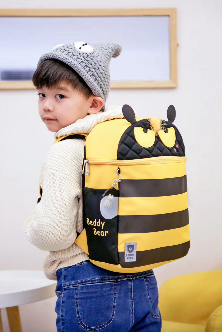 Balo Cho Bé 4 tuổi Beddybear dòng Cute Bag dành cho Bé Học Mầm non Mẫu giáo - họa tiết Ong Vàng Chống gù lưng - sản phẩm chính hãng bảo hành 2 năm