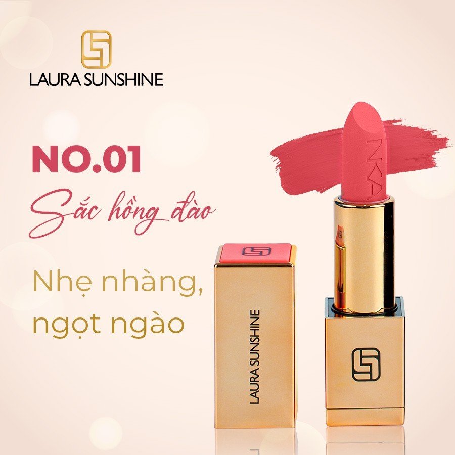No.1 - Màu hồng đào - Son lì siêu mịn cao cấp Hàn Quốc - Golden Velvet Lipstick - Laura Sunshine - Nhật Kim Anh