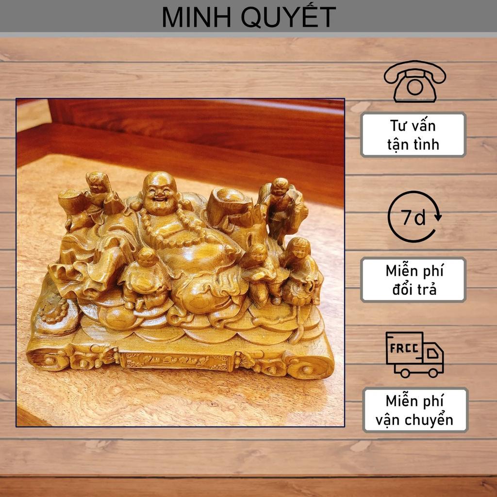 Tượng Phật Di Lặc Ngũ Phúc Gỗ Bách Xanh Để Ô Tô, Bàn Làm Việc