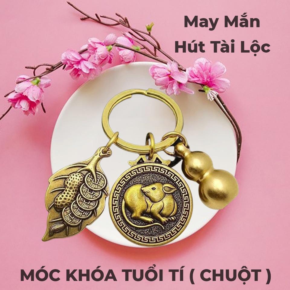 [Giá KM] [TUỔI CHUỘT] Móc Khóa 12 Con Giáp Đồng Thau