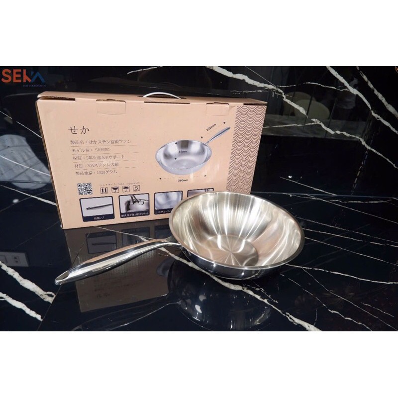 Chảo Inox Sâu Lòng Seka TriMax SK6050 Size 26 - 28cm - Hàng Chính Hãng