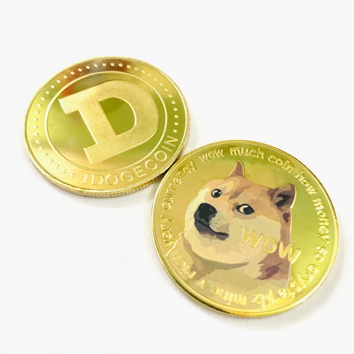 Xu kỷ niệm Dogecoin Vàng Dùng để sưu tầm, giải trí trang trí bàn sách, bàn làm việc, làm quà tặng dễ thương ý nghĩa, kích thước 4cm, màu vàng - TMT Collection - SP005311