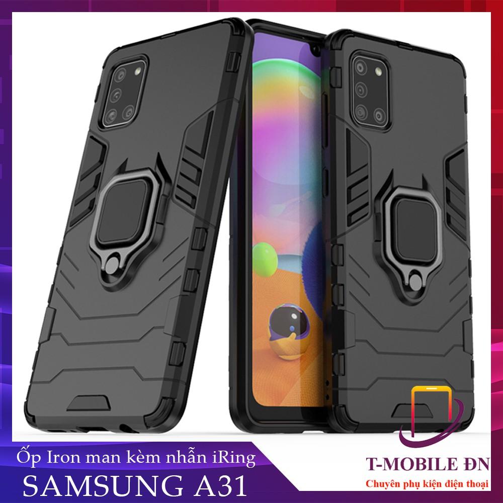 Ốp lưng cho Samsung A31 iron man chống sốc kèm nhẫn xoay chống xem video bảo vệ camera