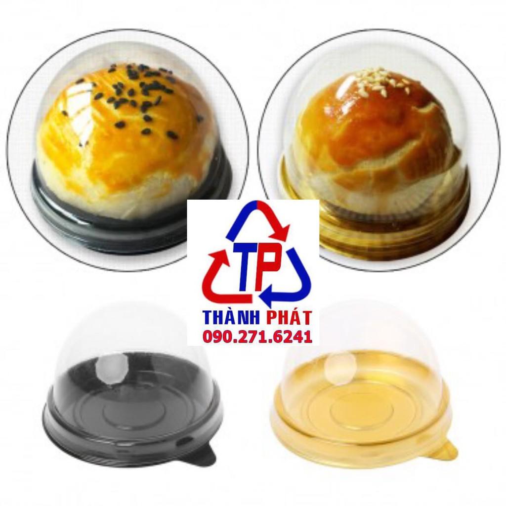 100c Hộp nhựa tròn đế đen - Hộp đế đen nắp cầu đựng bánh đài loan - Hộp nhựa XY68
