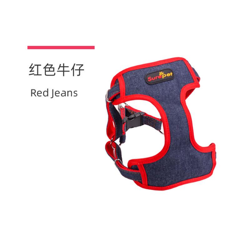 Giá thấp nhất Phương pháp Corgi mới của Amazon dây xích dắt chó vừa và nhỏ xích xích chó dây đeo ngực denim bộ dây xích