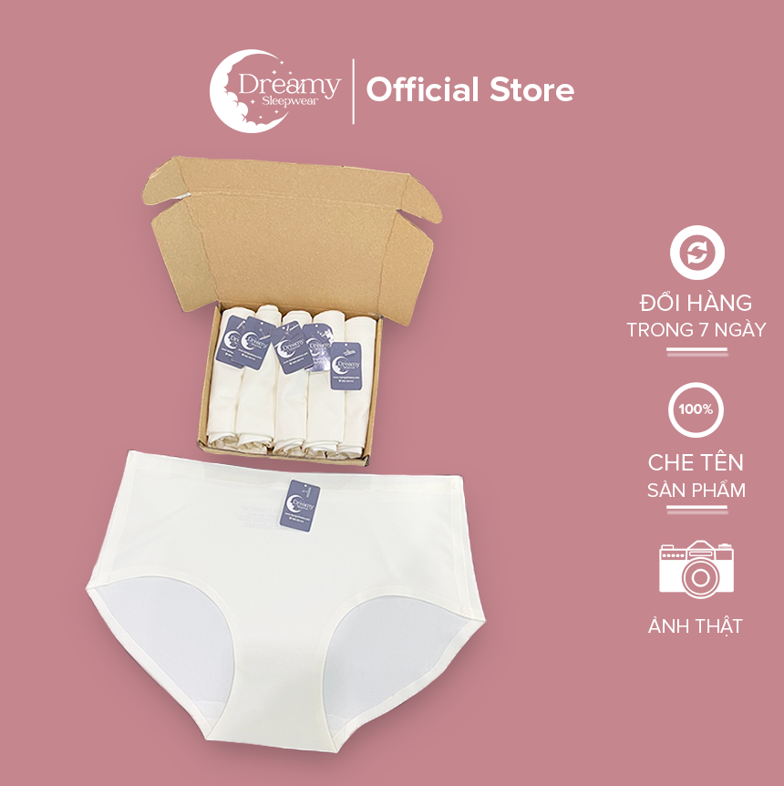 Combo 5 quần lót su nữ trơn không đường may thoáng mát mềm mịn Dreamy màu trắng - QS02-06