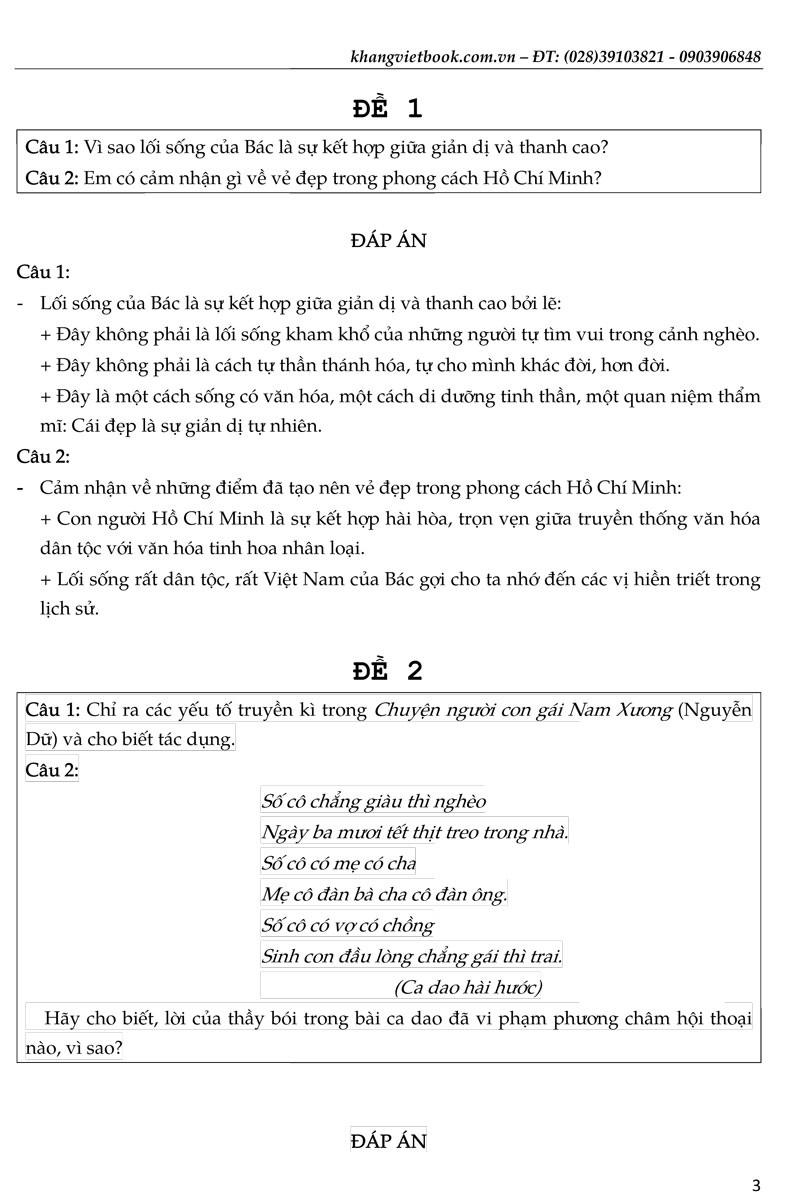 100 Đề Kiểm Tra Ngữ Văn 9 - KV