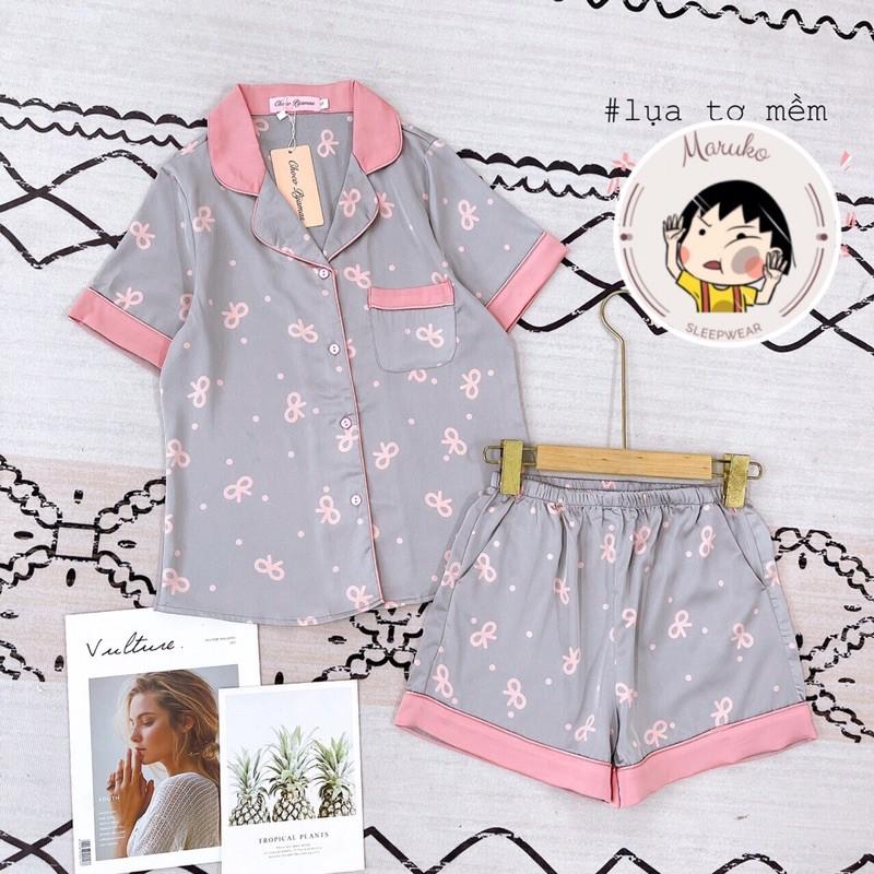 Bộ ngủ Choco Pijama- Đồ ngủ lụa ngắn tay quần đùi siêu mát