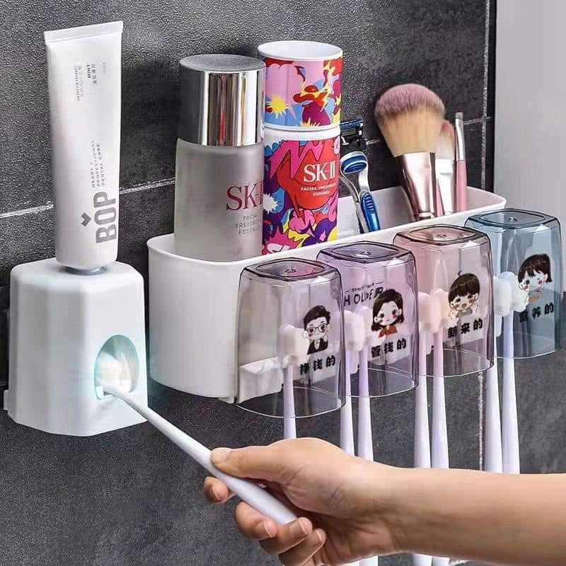 Bộ Nhả Kem Đánh Răng Tự Động Cao Cấp Kèm 4 Cốc – Kệ Để Bàn Chải Gắn Tường - 13
