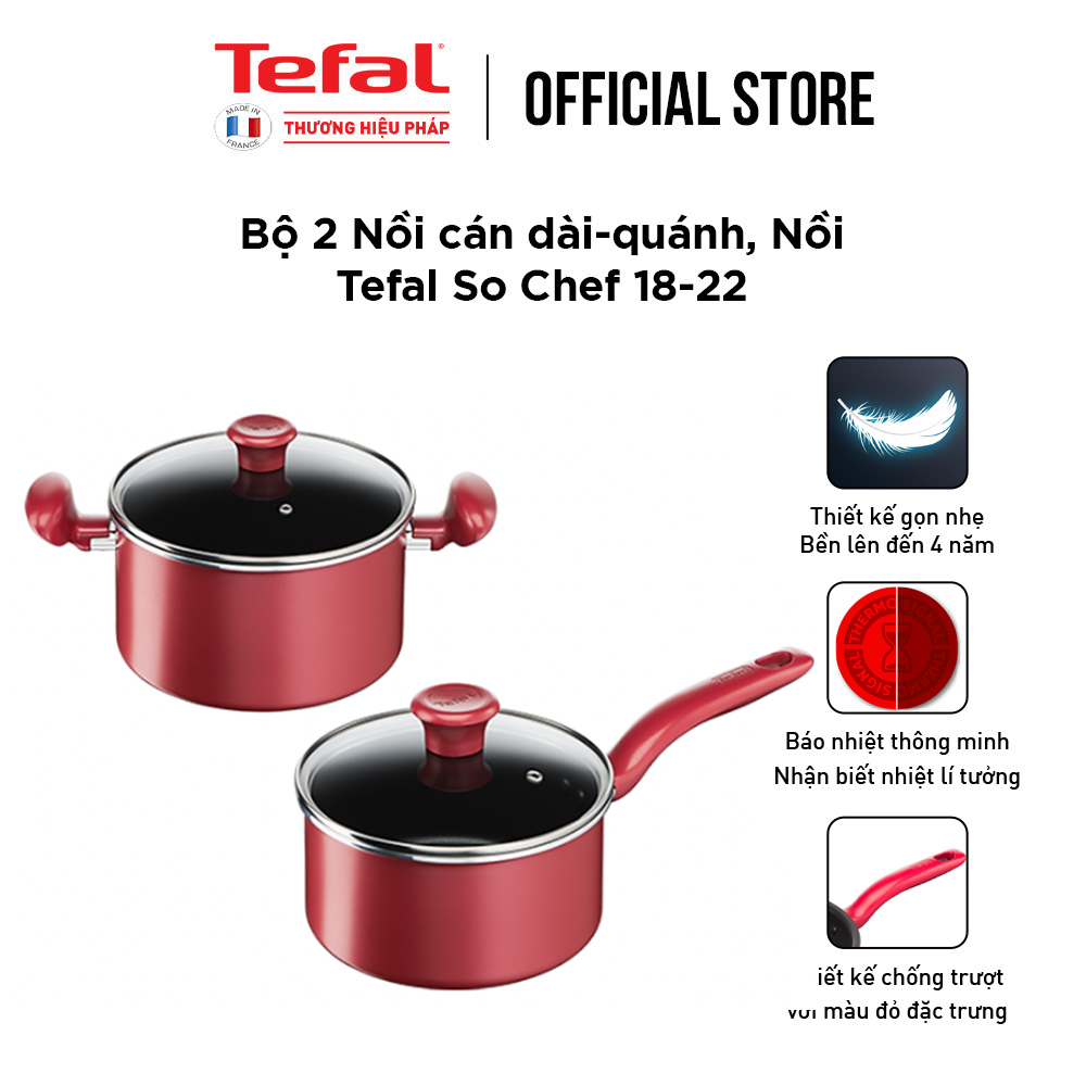 Bộ 2 nồi chống dính đáy từ Tefal So Chef dùng cho mọi loại bếp - Hàng chính hãng