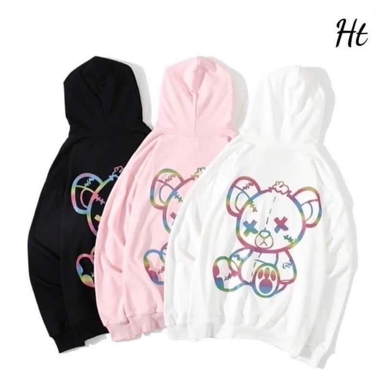 Áo hoodie gấu bông vá XX phản quang H26