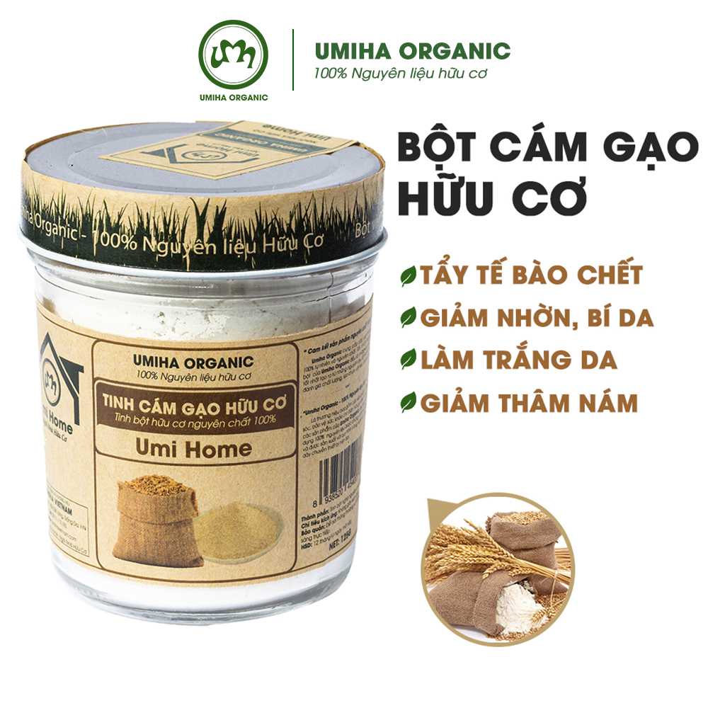 Tinh Bột Cám Gạo Nguyên Chất UMIHOME (135g) Dùng cho dưỡng da loại bỏ mụn, tẩy da chết hiệu quả tại nhà