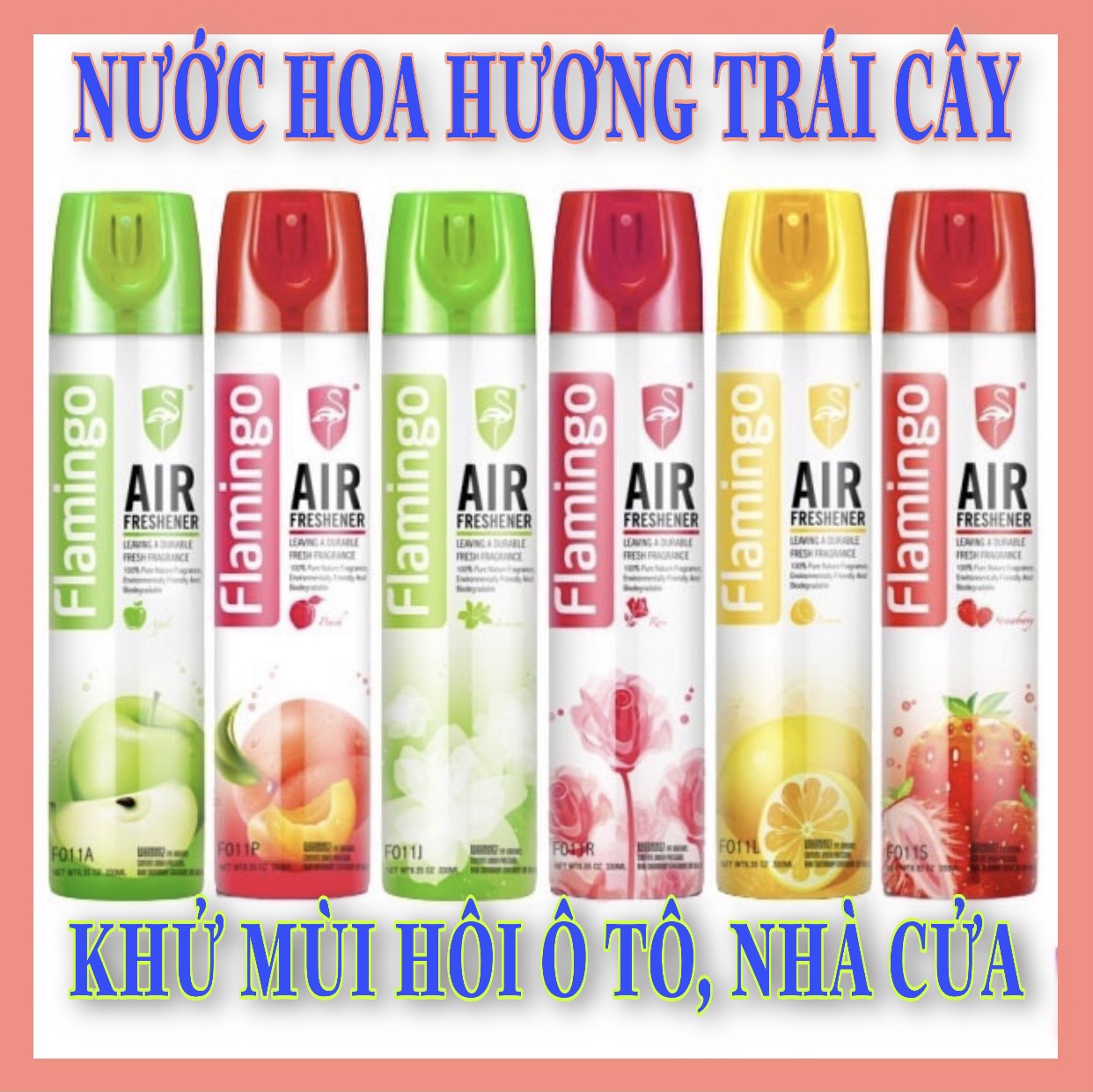 Nước Hoa Xịt Khử Mùi Hôi Ô Tô văn Phòng Nhà Cửa Hương Chanh Cao Cấp Flamingo F011 330ml