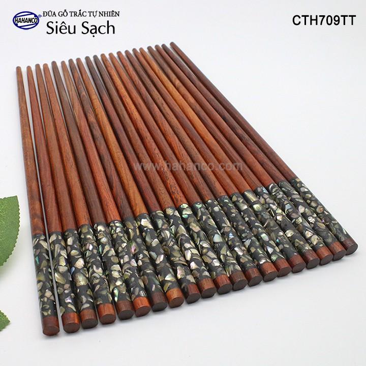 Đũa gỗ Trắc đầu cẩm quy ốc bào ngư Úc ️CTH709TT - Đựng trong hộp sang trọng, có thể mang đi biếu, tặng
