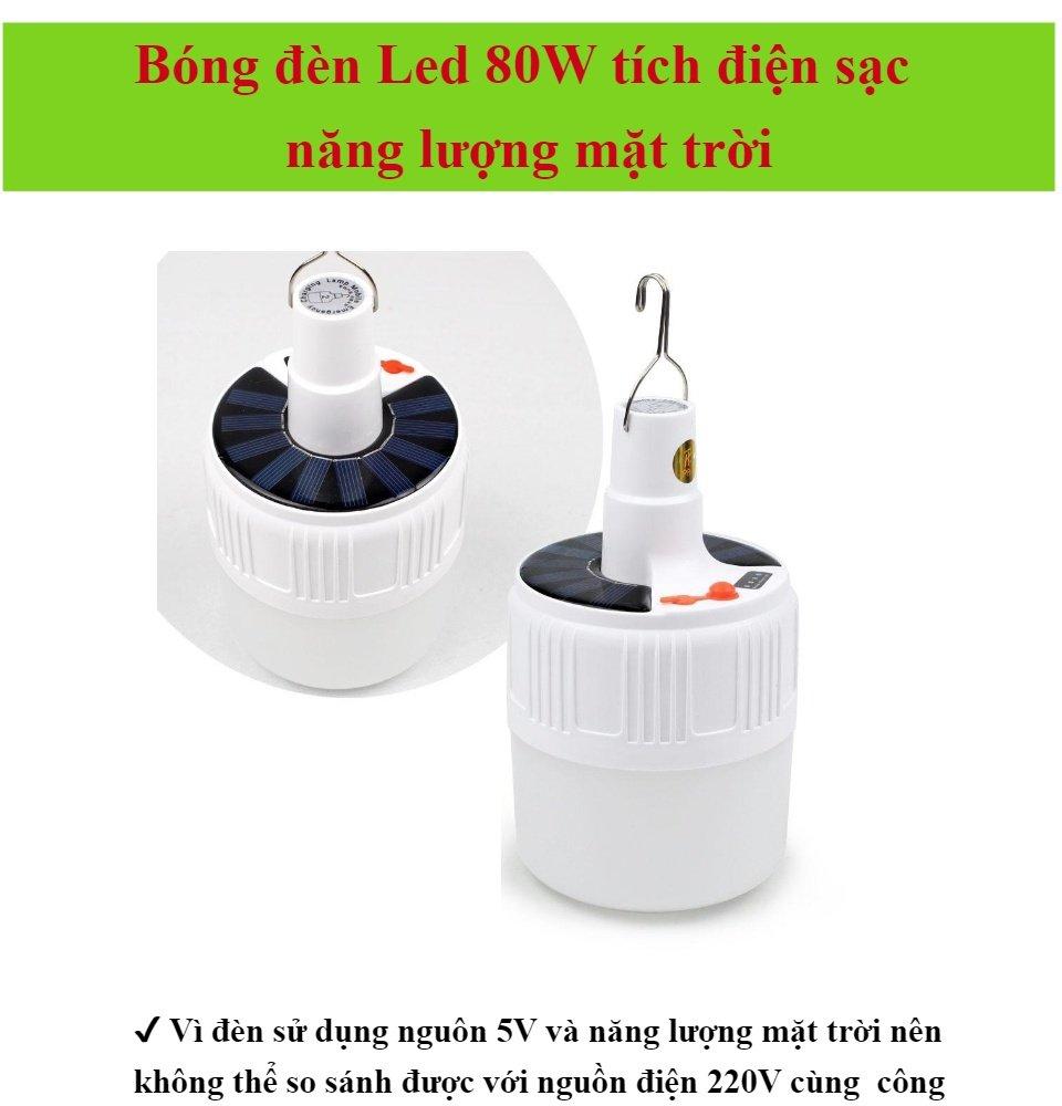 Đèn Tích Điện 100W 24 Led Sạc Tích Điện Thông Minh, Đèn Sạc Năng Lượng Mặt Trời Không Remote - Hàng Loại 1