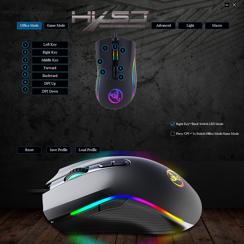 Chuột LED RGB 7200 DPI Gaming Mouse A869 cho máy tính