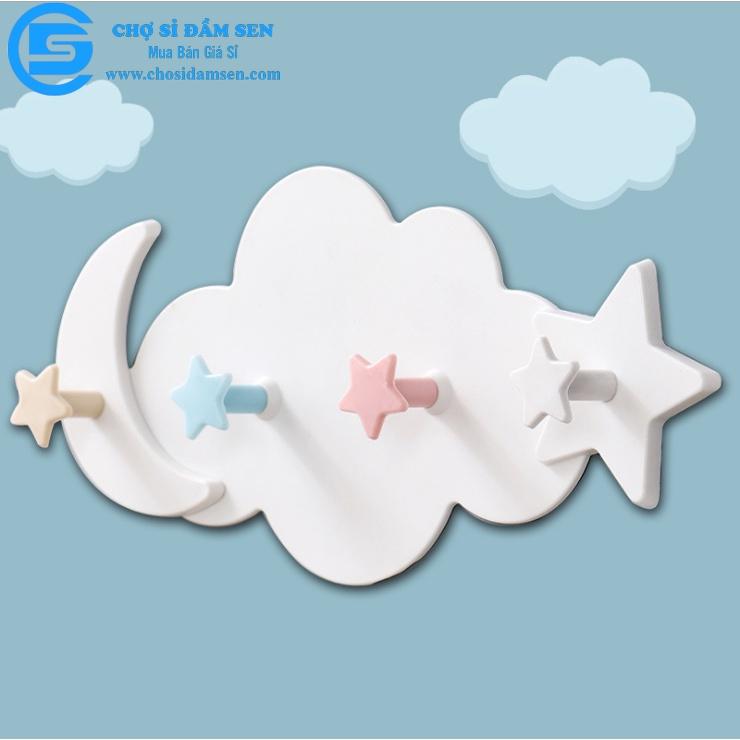 Móc treo dán tường hình đám mây siêu cute, móc treo tủ quần áo, nhà bếp, có 4 móc chịu lực