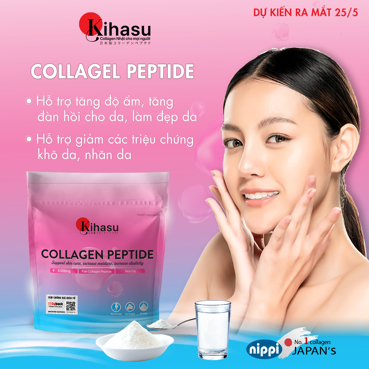 Bột collagen peptide KIHASU: Collagen bột cao cấp nippi Japan da trẻ đẹp hơn