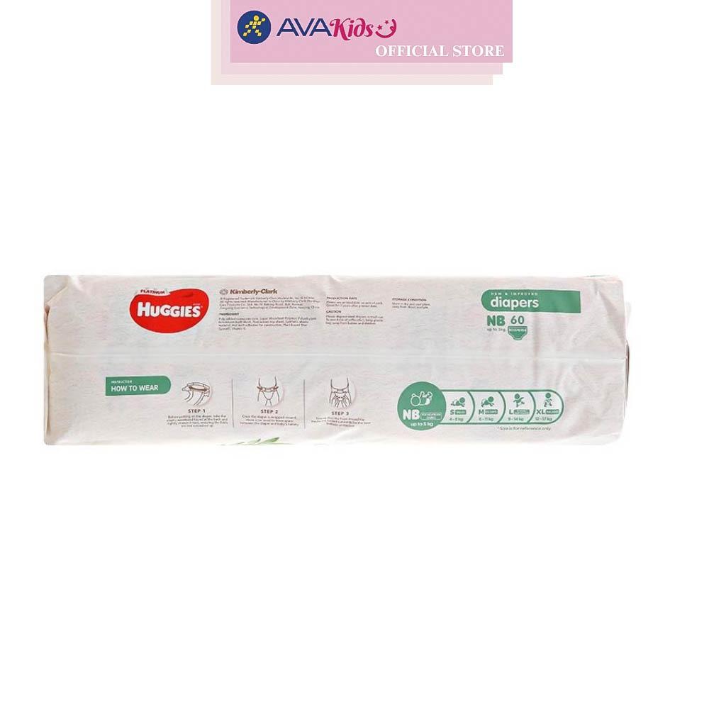 Tã dán Huggies Platinum nature made siêu cao cấp size NB 60 miếng (Dưới 5 kg)