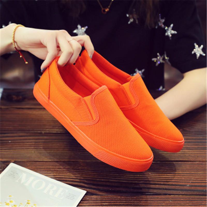 LCRTZKG Nam và nữ Breathable Canvas Casual Shoes Sinh viên Casual Shoes Unisex Thời trang Flat Shoes Orange Yellow Green Shoes
