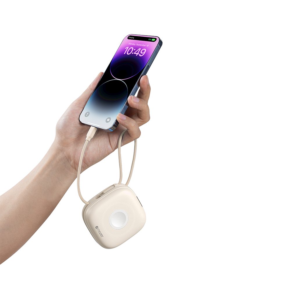 Pin Dự Phòng Không Dây MAZER MagLink18i 10000mAh Qi2 15W PD20W 4 trong 1 Sạc Được Cho Apple Watch Tích Hợp 2 Cáp Sạc Hàng Chính Hãng