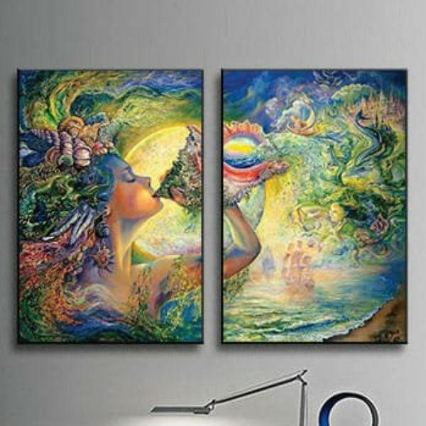 Bộ 2 Tranh Ép Gỗ Treo Tường Cô Gái "Giấc Mơ Của Biển" W502