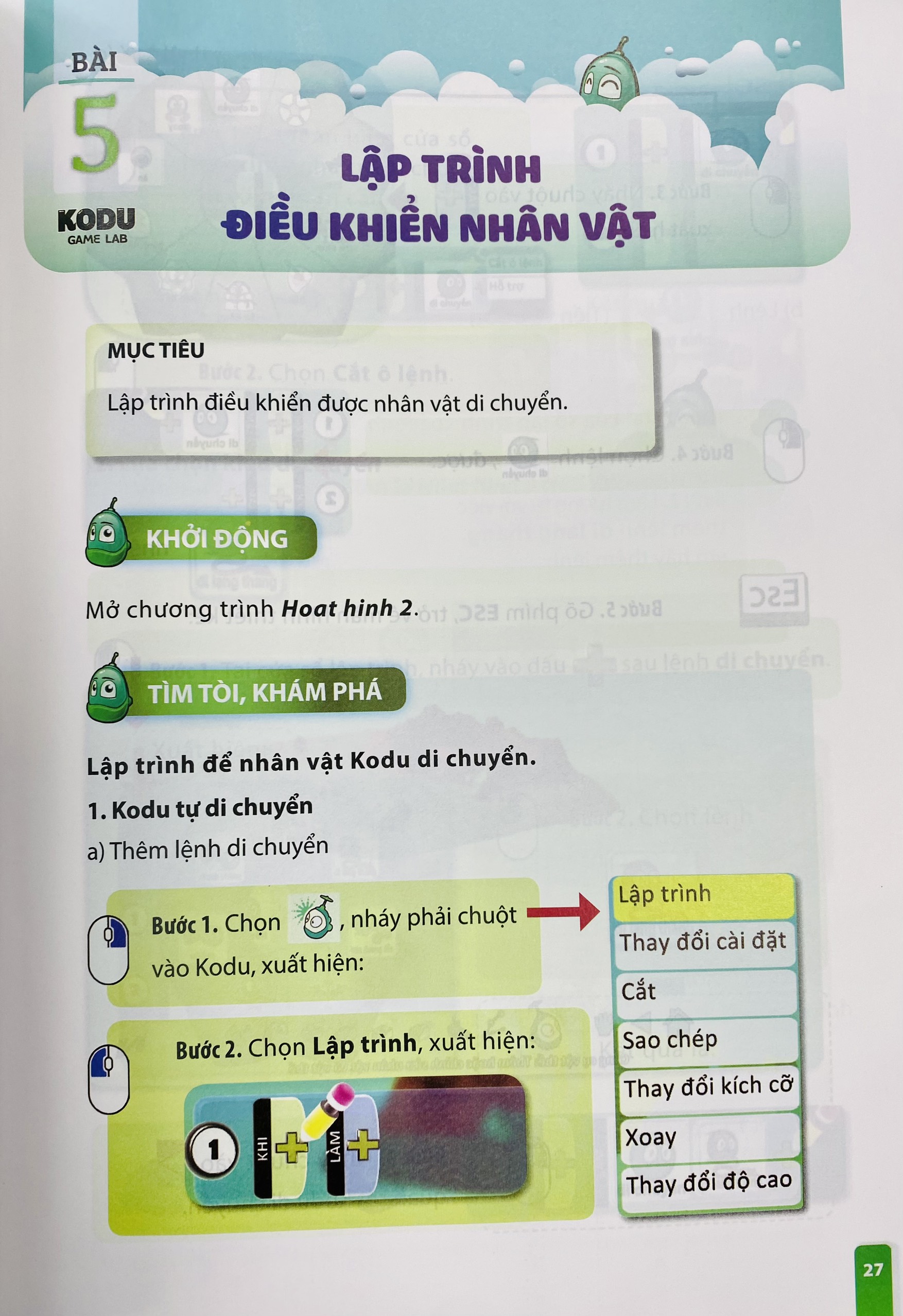 Em học lập trình với KODU lớp 1.