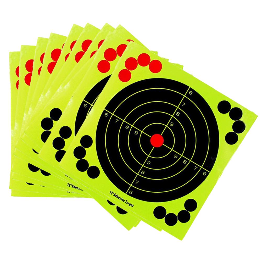 10 Sheets 12x12inch Splatter Self Adhesive Targets - Bright Fluorescent Yellow - Great for Outdoor Target Hunting Accessories