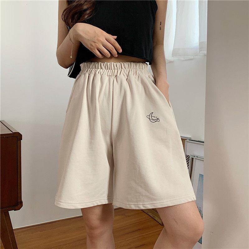 Bông Tai Kẹp Thun Cao Cấp Mặt Trăng Quần Short Thêu Aó Thể Thao Mùa Hè BF Giày Chạy Bộ Quần Short Nữ Biker Quần Baggy Ngắn