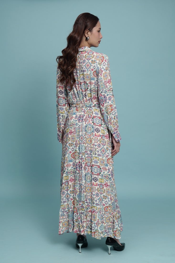 Đầm Maxi Sơ Mi Tay Dài Cotton Luna Llena LN167QT37-PR