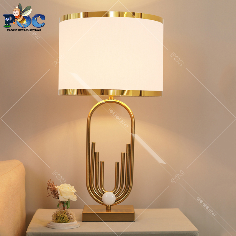 Đèn Ngủ Để Bàn Thân Hợp Kim Mạ Vàng Sang Trọng Chao Vải Cao Cấp Đèn Bàn trang Trí Phòng Khách Kiểu Dáng Hiện Đại MB6403