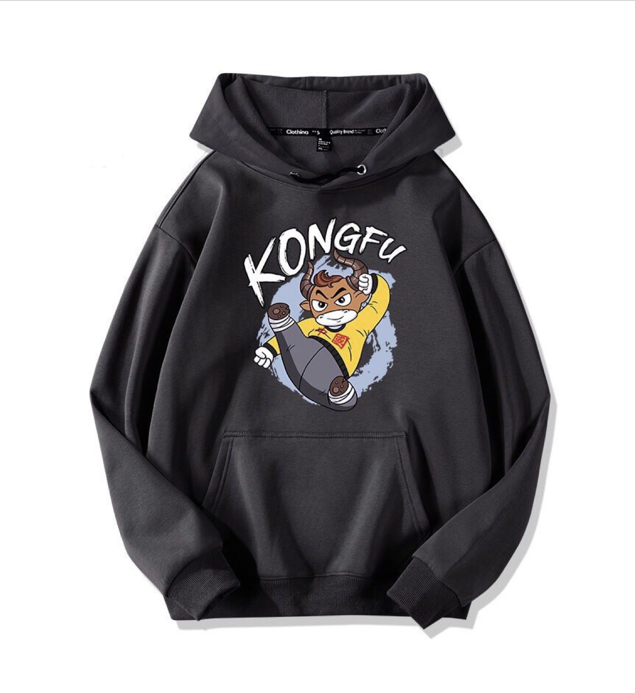 ÁO HOODIE NAM NỮ IN TRAU VÀNG KONGFU SIÊU CUTE