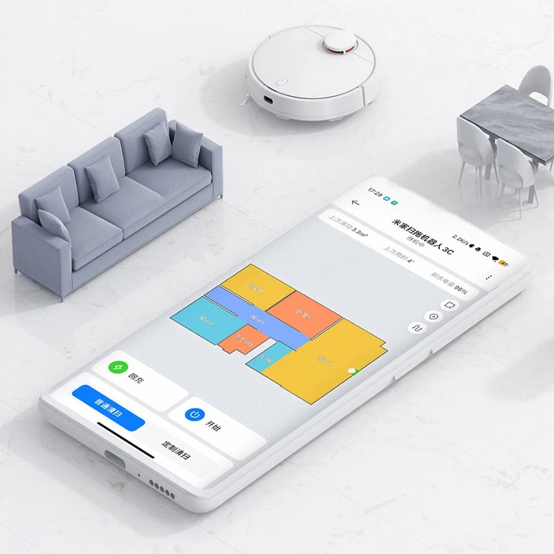 Robot Hút Bụi Lau Nhà Xiaomi Mijia 3C Kết Nối App Mihome Diện Tích Sử Dụng 120m2 Công Suất 45 W - Hàng Nhập Khẩu