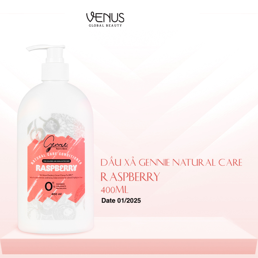 [GIFT DATE 01/2025] Dầu xả Gennie Natural Care chiết xuất Raspberry dành cho tóc nhuộm và tóc highlight 400ml