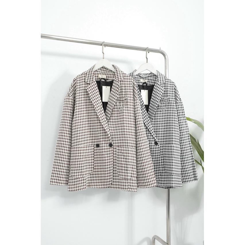 Áo Blazer Caro 2 Lớp Nam Nữ Form Dáng Rộng Phong Cách Hàn Quốc BZ01