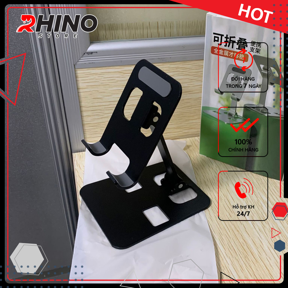 Giá đỡ, kệ đỡ điện thoại Rhino KP902 bằng thép để bàn tiện lợi có thể gấp gọn - Hàng chính hãng