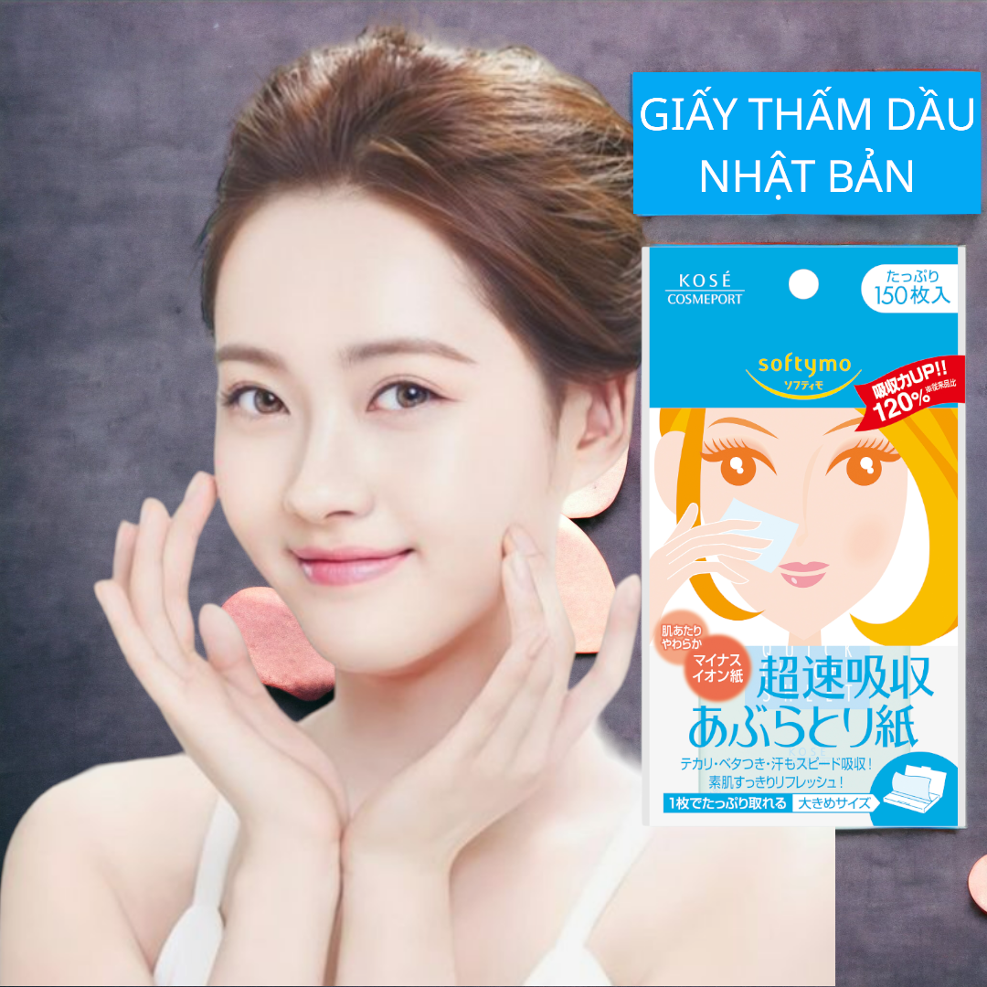 Giấy Thấm Dầu Nhanh Kose Softymo Quick Oil Off Sheet 150 Miếng