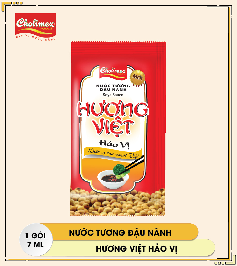 Nước tương Hương Việt Hảo Vị 7ml (01 túi gồm 50 gói tiện lợi sử dụng)