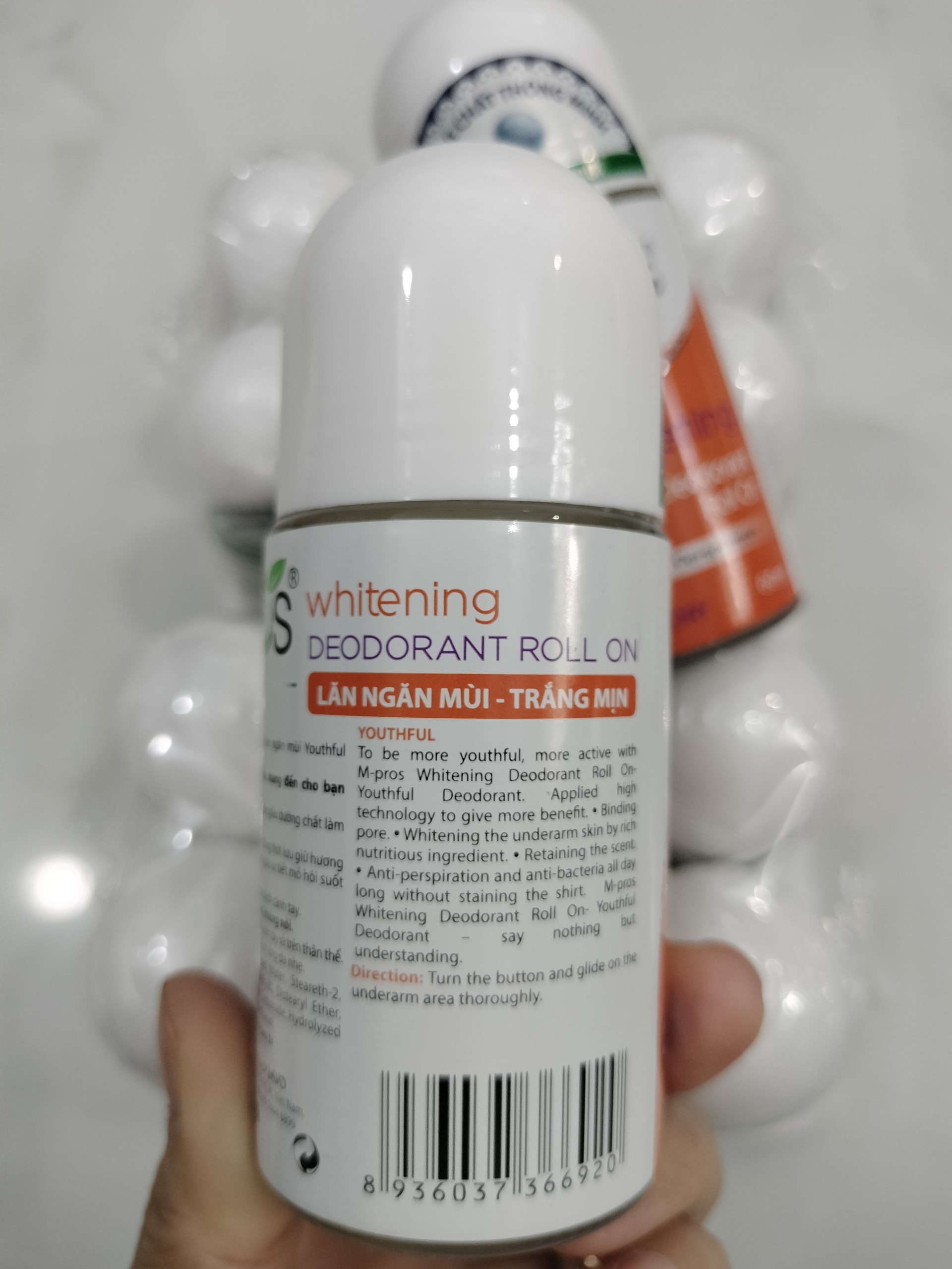 Lăn Khử Mùi M.Pros 60ml - Trắng Mịn - Trẻ Trung - Khử Mùi Hiệu Quả