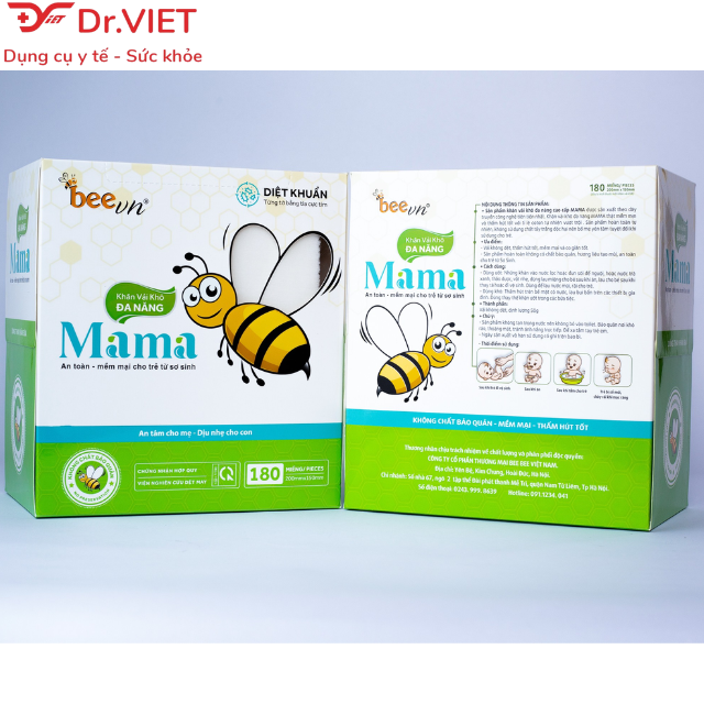 Khăn vải khô đa năng Mama thương hiệu BeeVn Chính hãng (15 x 20cm) - khăn vải không dệt mềm mịn và thấm hút tốt, an toàn dịu nhẹ cho bé