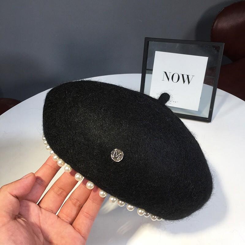 Mũ nỉ nồi đính hạt bẹt - nón nỉ - nón beret