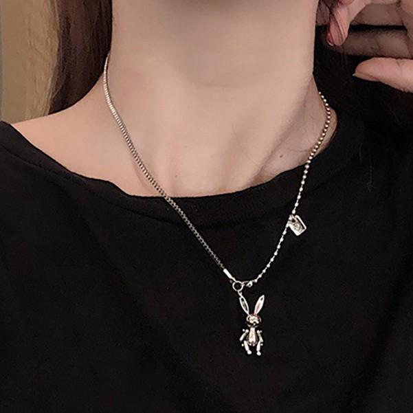 Dây Chuyền Kim Loại Mặt Hình Thỏ Đơn Giản Cho Nam Nữ