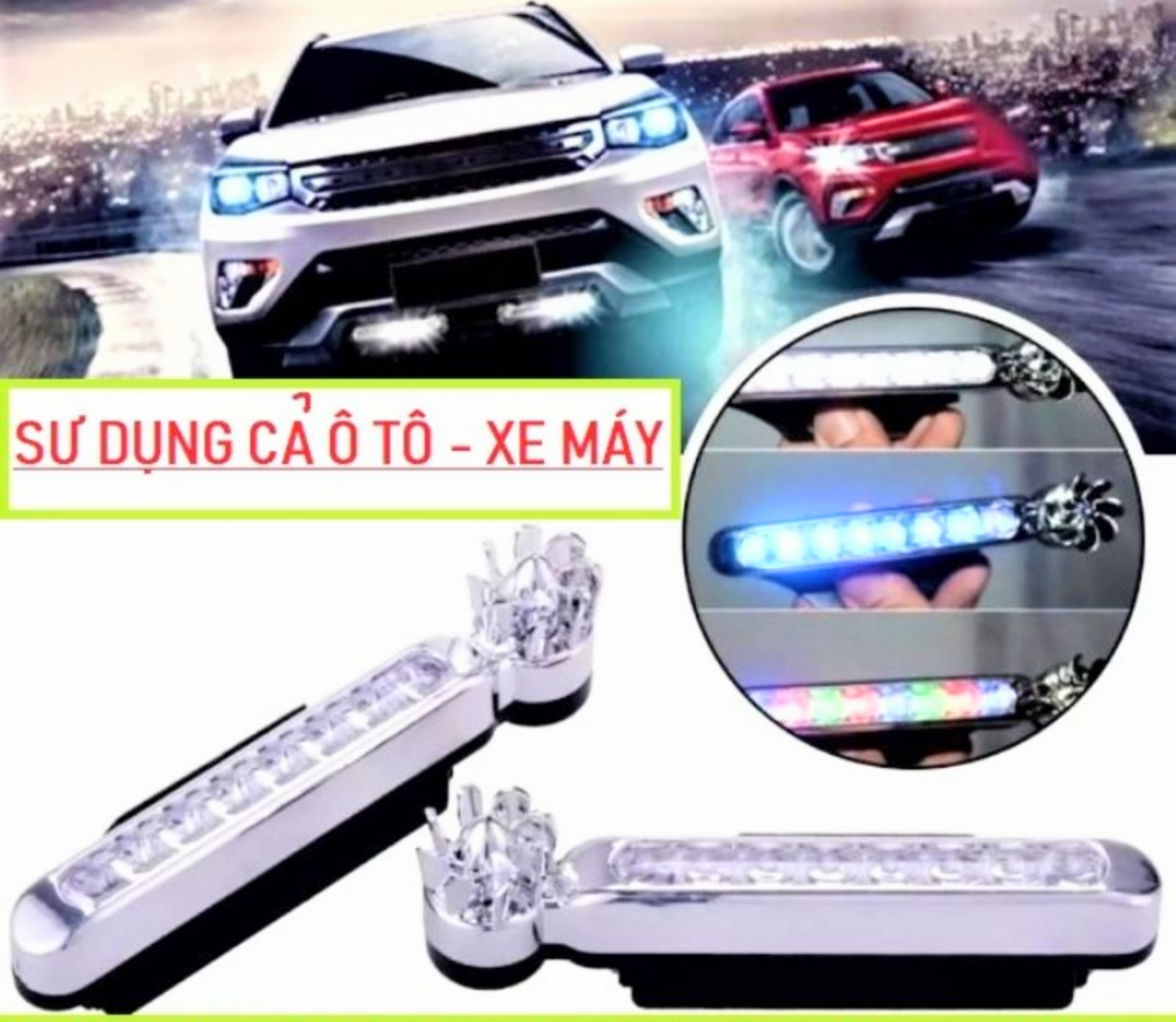 CỰC ĐỈNH VỚI BỘ 2 ĐÈN LED TRANG TRÍ NHIỀU MÀU LẮP XE MÁY XE HƠI ÔTÔ SỬ DỤNG ĐIỆN NĂNG LƯỢNG GIÓ HÀNG ĐẸP CHUẨN