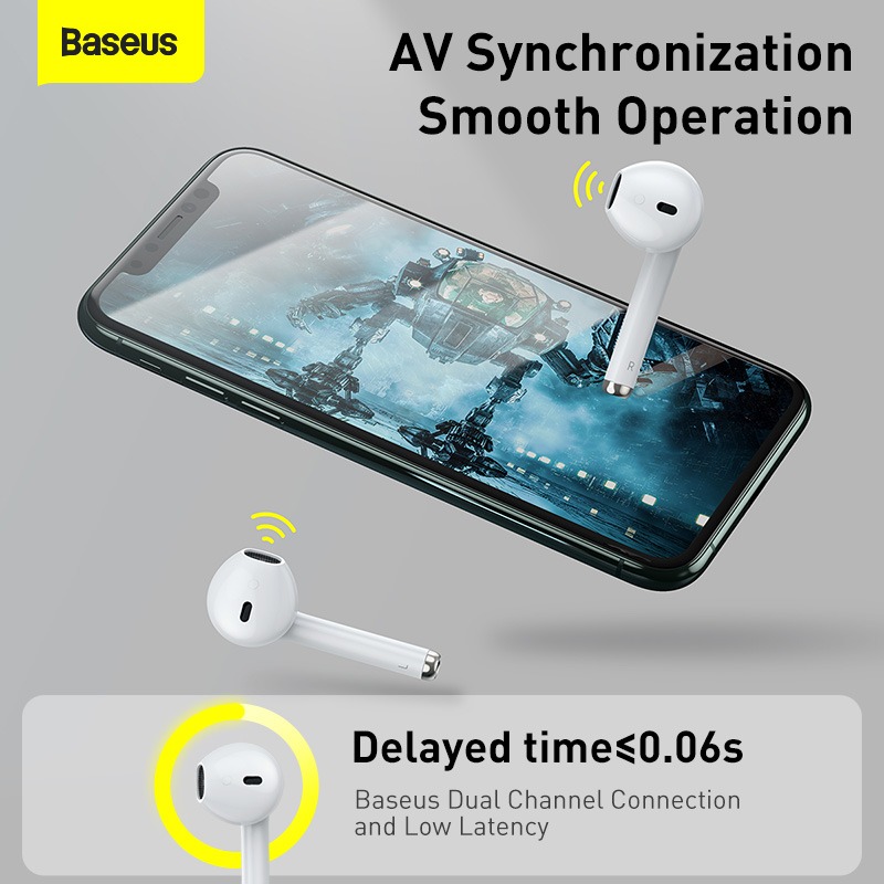 Tai Nghe Nhét Tai Baseus Không Dây Bluetooth 5.0 TWS Encok W04 / W04 Pro Âm Thanh Hifi - Hàng Chính Hãng